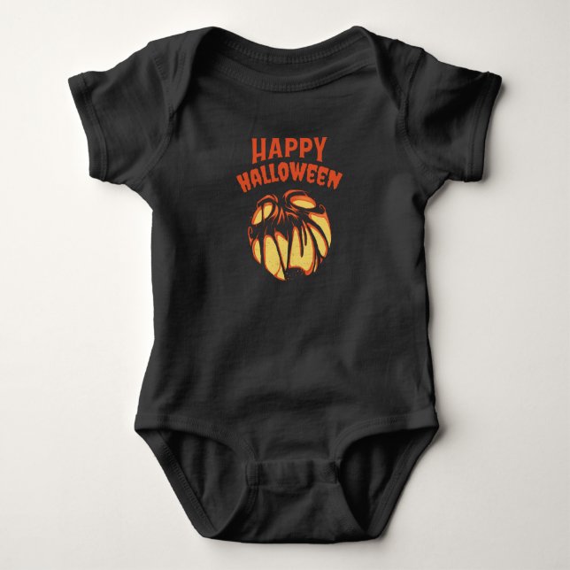 Halloween Jack o'Lantern pumpkin Baby Bodysuit (Front)