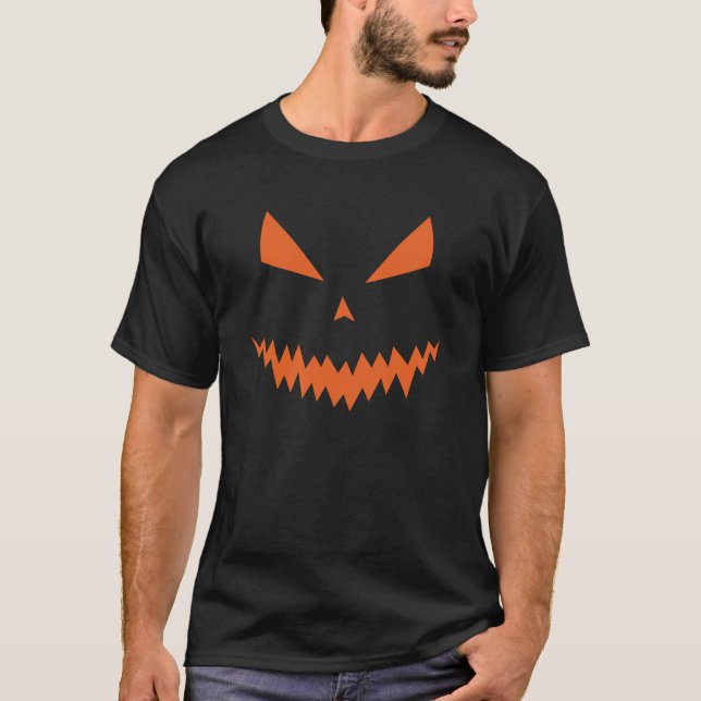 Halloween Jack O'Lantern pumpkin orange evil face T-Shirt (Front)