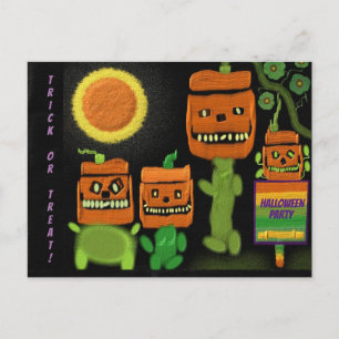 Halloween Jack O'Lanterns Trick Treat Party Invite Postcard