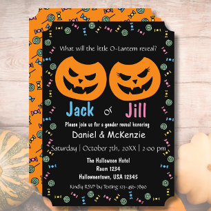 Halloween Jack or Jill O-Lantern Gender Reveal Invitation