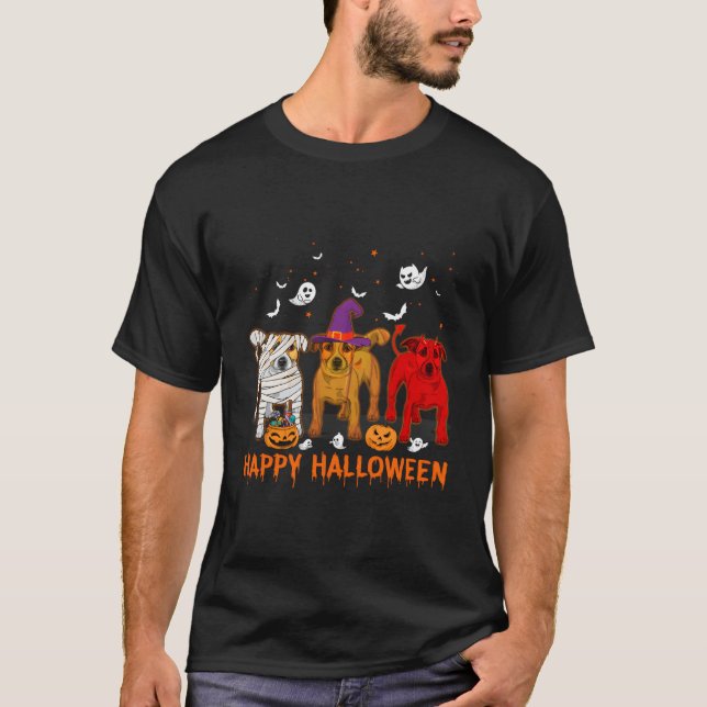 Halloween Jack Russell Witch Devil Pumpkin Jack Ru T-Shirt (Front)