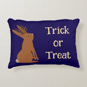 Halloween Jackalope Trick or Treat Custom Decorative Cushion