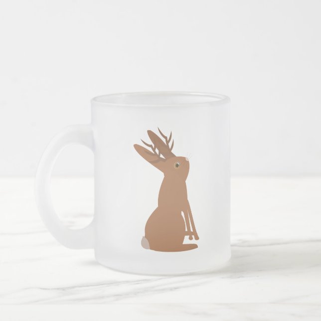 Halloween Jackalope Trick or Treat Frosted Glass Coffee Mug (Left)