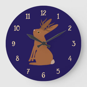 Halloween Jackalope Trick or Treat Large Clock
