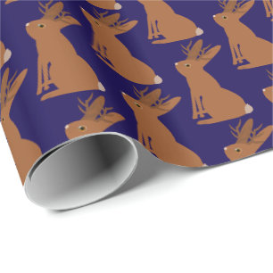 Halloween Jackalope Trick or Treat Patterned Wrapping Paper