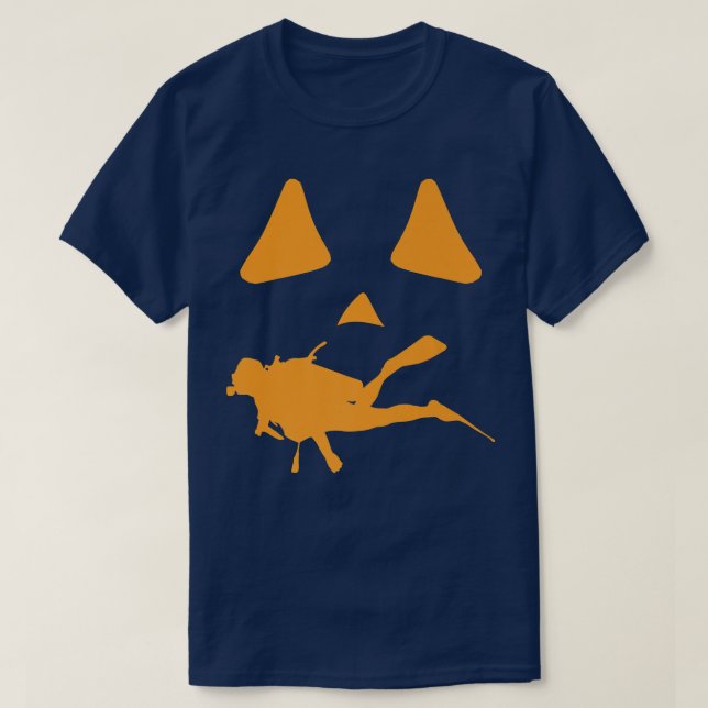 Halloween Jackolantern Scuba Diver Funny Spooky Fa T-Shirt (Design Front)