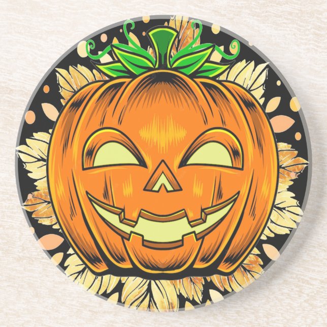 Halloween Jackolantern Spooky Pumpkin  Coaster (Front)