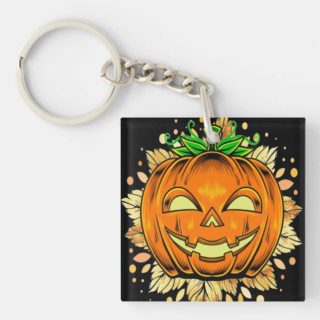 Halloween Jackolantern Spooky Pumpkin   Keychain (Front)