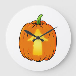 Halloween Jesus Design with Jesus Pumpkin Large Clock