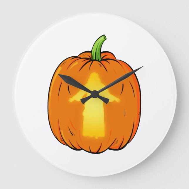 Halloween Jesus Design with Jesus Pumpkin Large Clock (Front)