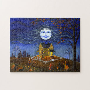 Halloween jigsaw puzzle, trick or treat scene jigsaw puzzle
