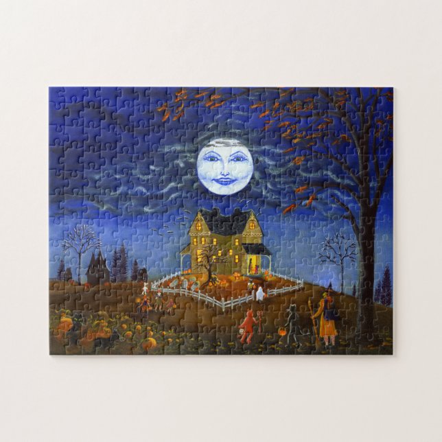 Halloween jigsaw puzzle, trick or treat scene puzzle (Horizontal)