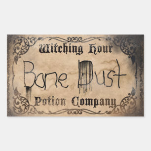 Halloween Joke Bone Dust Antique Potion Ingredient Rectangular Sticker