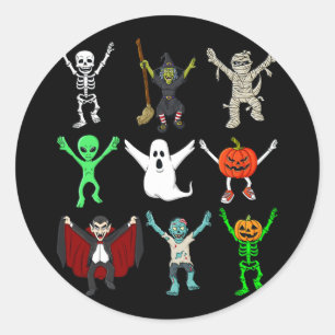 Halloween Jubilation Dancing Monsters Boys Girls K Classic Round Sticker
