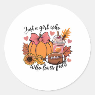 Halloween Just A Girl Who Loves Fall Pumpkin Spice Classic Round Sticker
