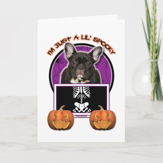 Halloween - Just a Lil Spooky - Frenchie - Teal Card (Front)