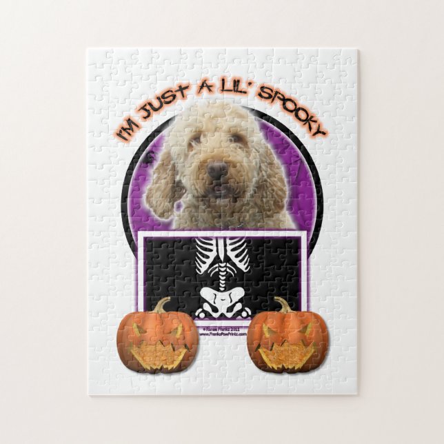 Halloween - Just a Lil Spooky - GoldenDoodle Jigsaw Puzzle (Vertical)