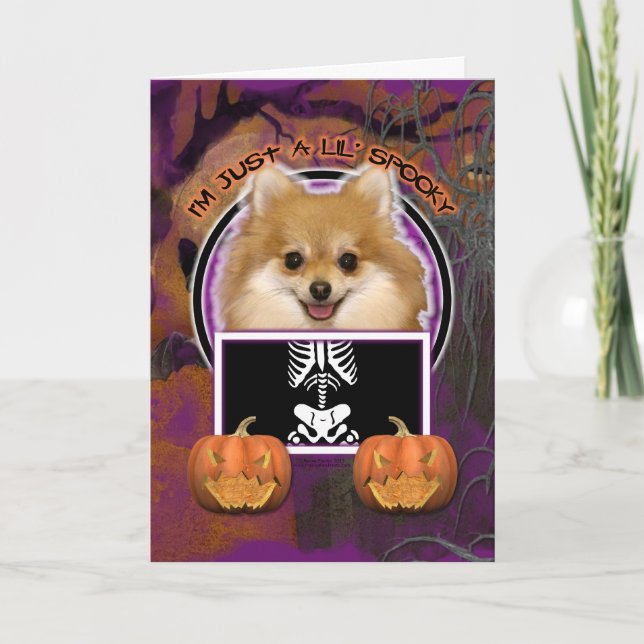 Halloween - Just a Lil Spooky - Pomeranian Card (Front)