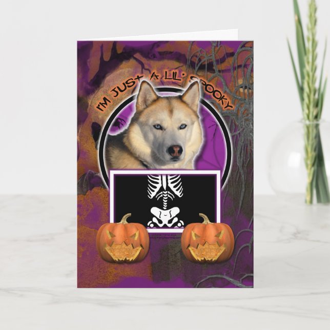 Halloween -Just a Lil Spooky Siberian Husky Copper Card (Front)