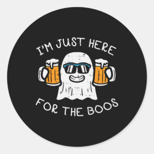 Halloween Just Here For Boos Ghost Funny Costume M Classic Round Sticker