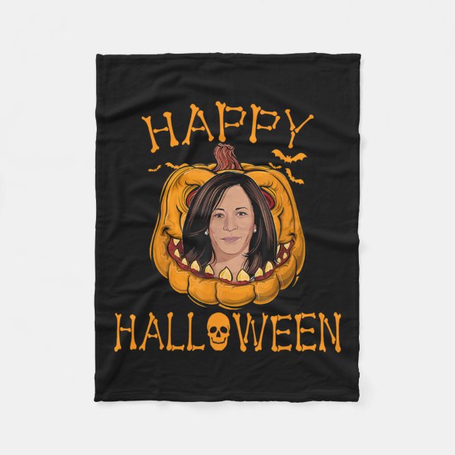 Halloween Kamala Harris Funny Christmas 2023 Pumpk Fleece Blanket (Front)