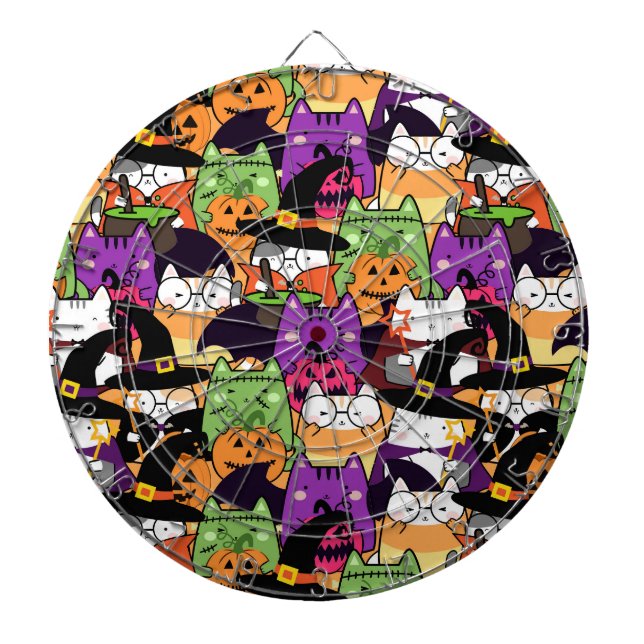 Halloween Kawaii Cat Pattern  Dartboard (Front)