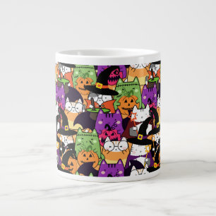 Halloween Kawaii Cat Pattern Large Coffee Mug