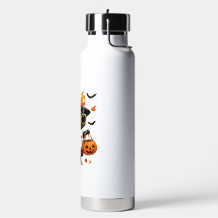 Halloween Kawaii Cat � Witch Cat with Pumpkin and Water Bottle