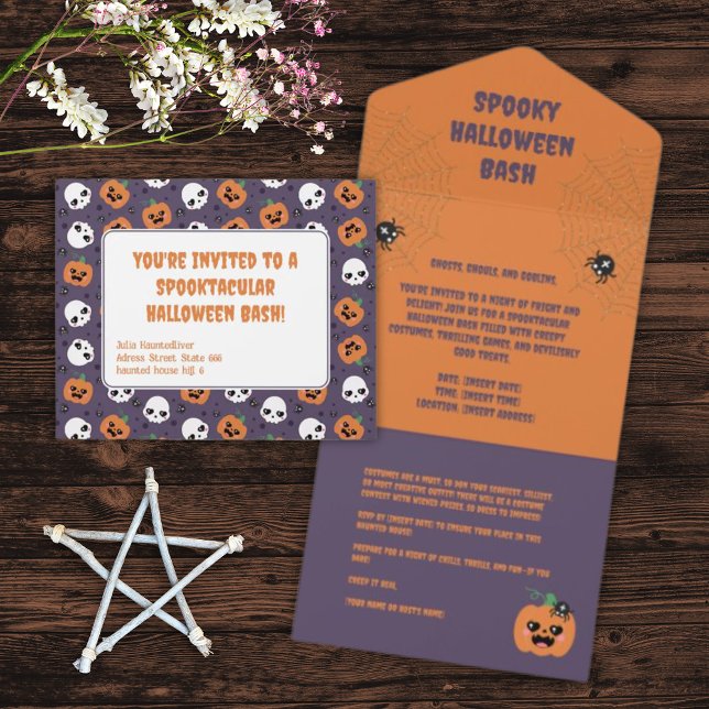 Halloween Kawaii Pattern All In One Invitation (Creator Uploaded)