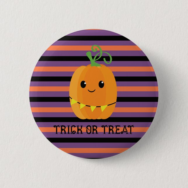 Halloween Kawaii Pumpkin Striped 6 Cm Round Badge (Front)