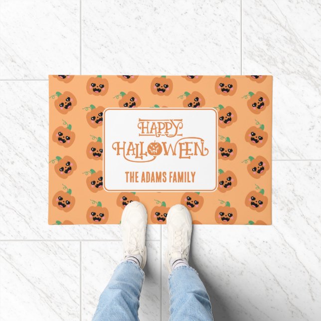 Halloween Kawaii Pumpkins Pattern Doormat (Indoor)