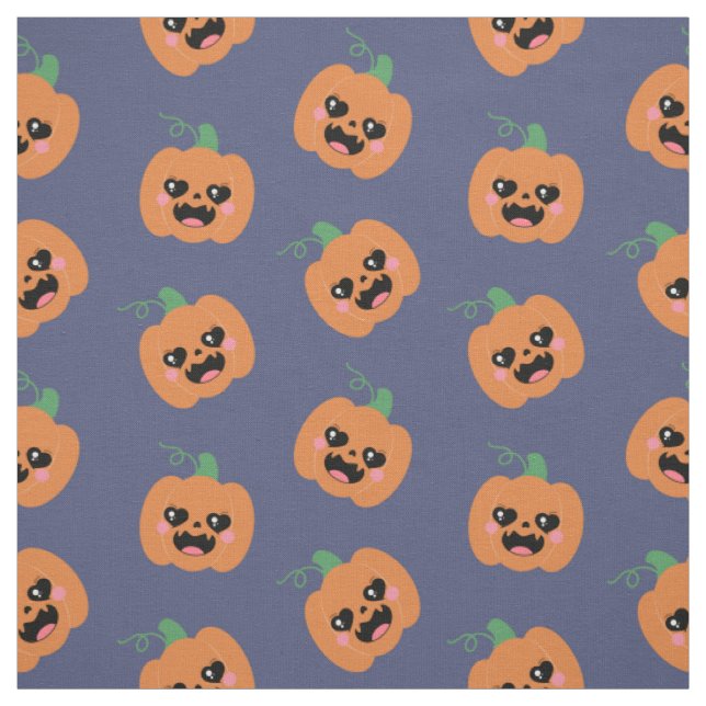 Halloween Kawaii Pumpkins Pattern Fabric (Swatch)