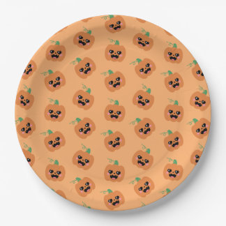 Halloween Kawaii Pumpkins Pattern Paper Plate