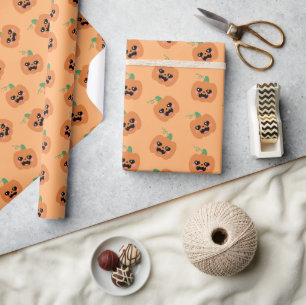 Halloween Kawaii Pumpkins Pattern Wrapping Paper