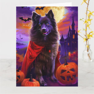 Halloween Keeshond Vampire Pumpkins Scary Card