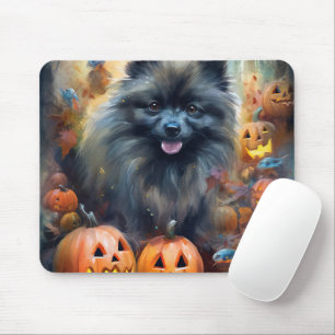Halloween Keeshond With Pumpkins Scary Mouse Mat