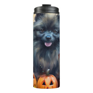 Halloween Keeshond With Pumpkins Scary Thermal Tumbler