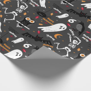 Halloween Kids Birthday Customise 4 Text Name Age Wrapping Paper