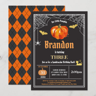 Halloween kids birthday invitation. Black and gold Invitation