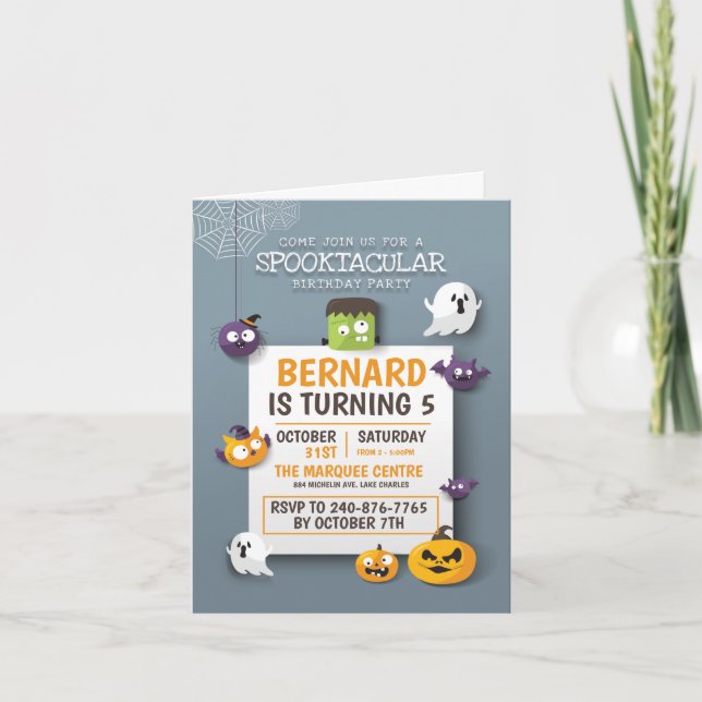 Halloween Kids Birthday Party Folded Invitation (Front)