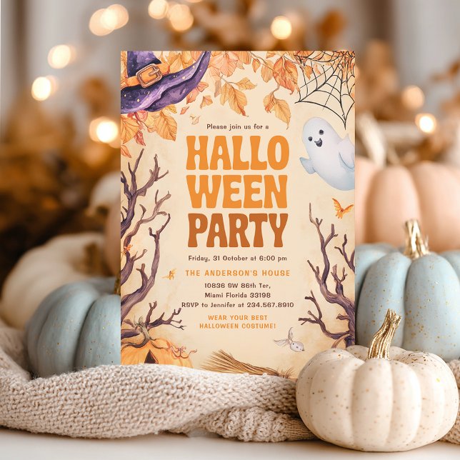 Halloween Kids Birthday Party Ghost Invitation (Creator Uploaded)