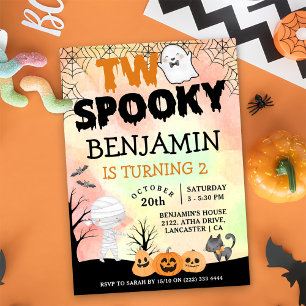 Halloween Kids Costume 2nd Birthday Party  Invitation