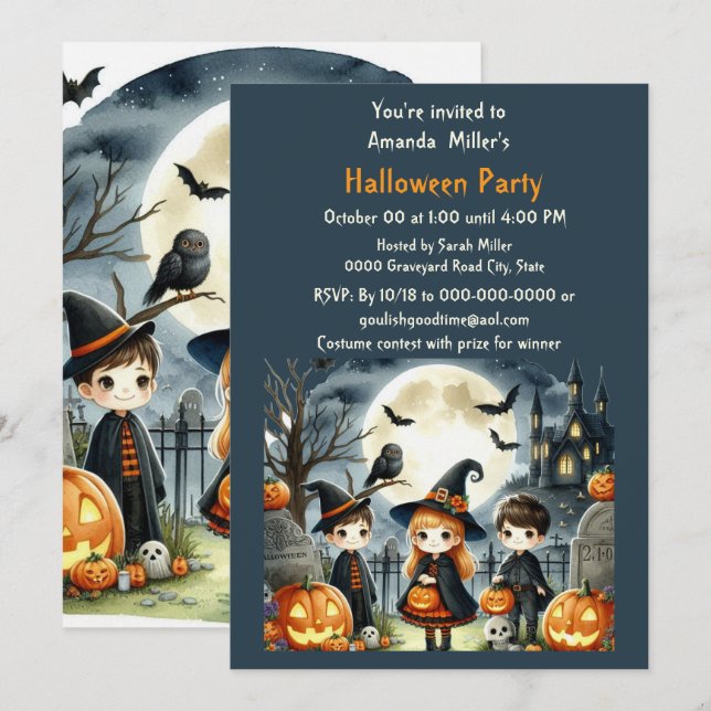 Halloween Kids Costume  Party Invitation (Front/Back)