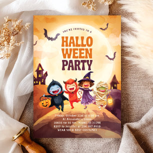 Halloween Kids Costume Party Trick Treat  Invitation