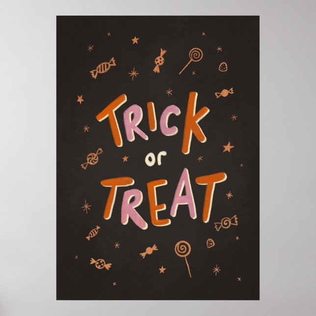 Halloween kids trick or treat art print (Front)