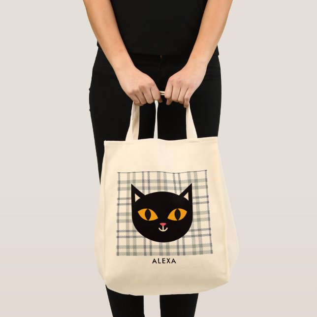 Halloween Kids Trick or Treat Black Cat  Tote Bag (Front (Product))
