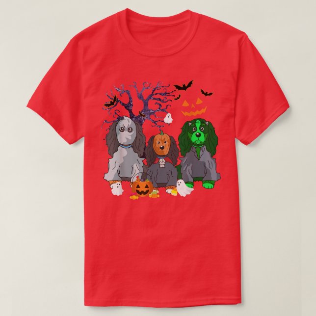 Halloween King Charles Spaniel Dog Witch Scary Cos T-Shirt (Design Front)