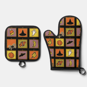 Halloween Kitchen Decor Oven Mitt & Pot Holder Set