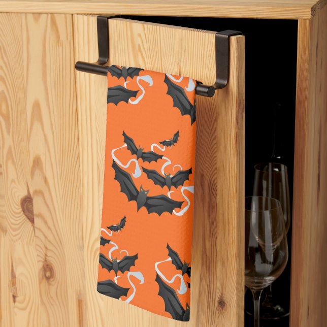 Halloween Kitchen Towel-Bats Tea Towel (Thirds Fold)