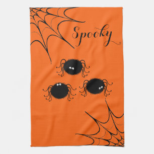 Halloween Kitchen Towel-Dancing Spiders Tea Towel